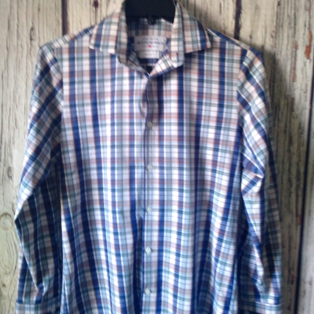 Mizzen+Main Leeward Stretch Trim Fit Plaid Check Button Up Shirt Size Small